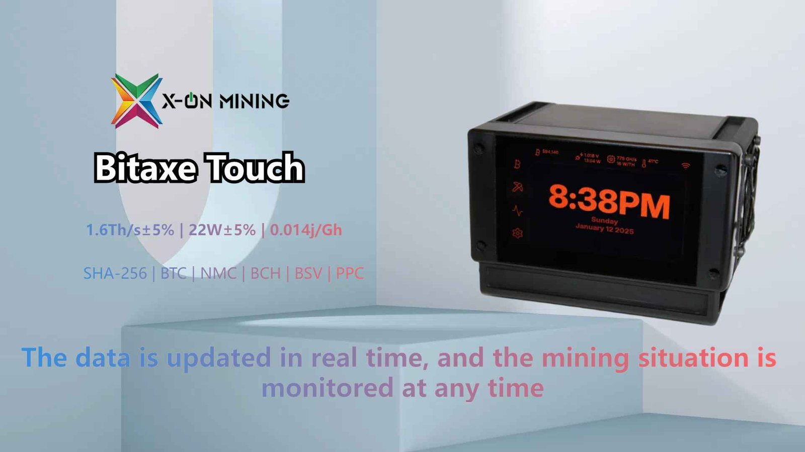 Bitaxe Touch Bitcoin Solo Miner 1.6 TH/s 22W - X ON MINING