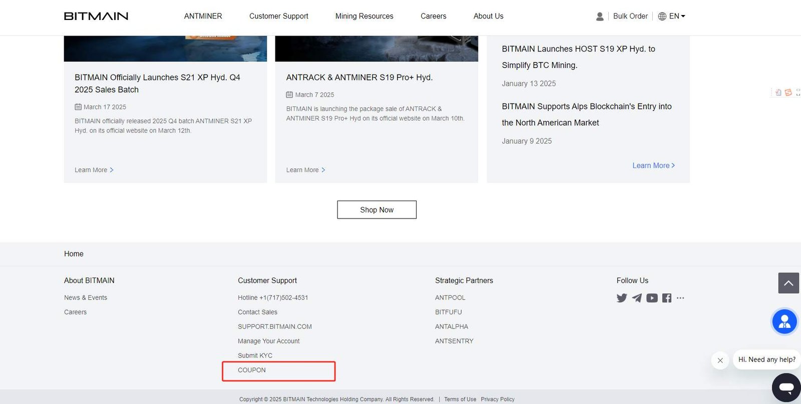 How to get a new bitmain shop coupon? - X ON MINING