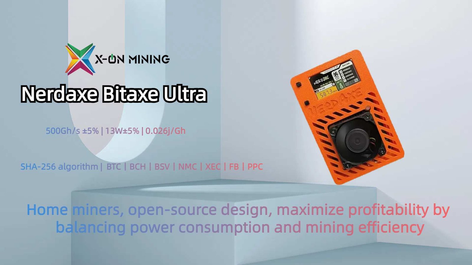 Nerdaxe Bitaxe Ultra BM1366 Asic 芯片500Gh/s 13W 比特币彩票Solo 矿机- X ON MINING