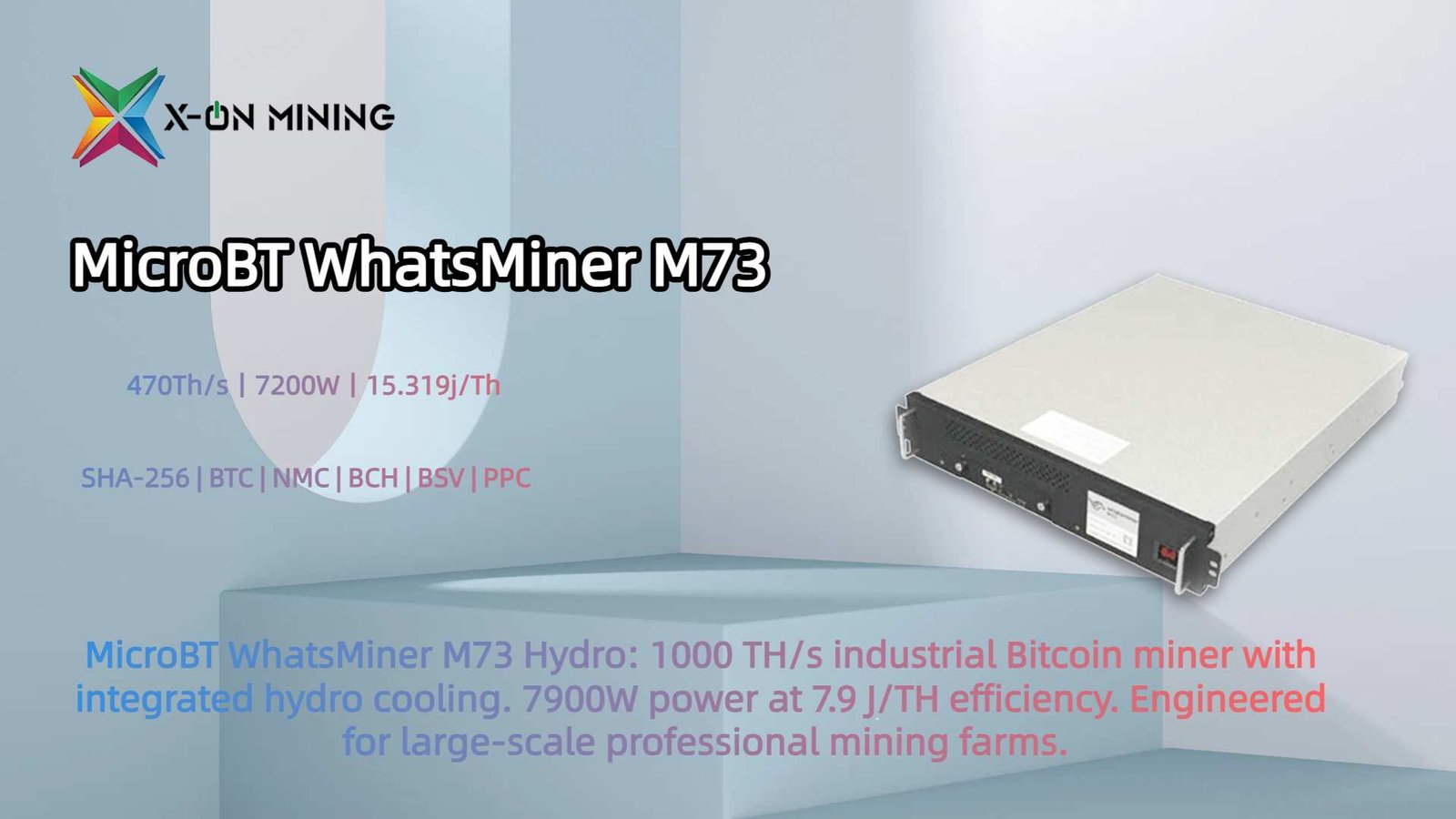 MicroBT WhatsMiner M73 470Th/s 7200W Hydro cooling Bitcoin Miner - X ON  MINING