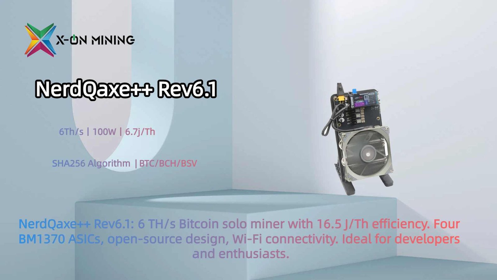 NerdQaxe++ Rev6.1 6Th/s 100W Solo Miner For Mining Bitcoin - X ON MINING