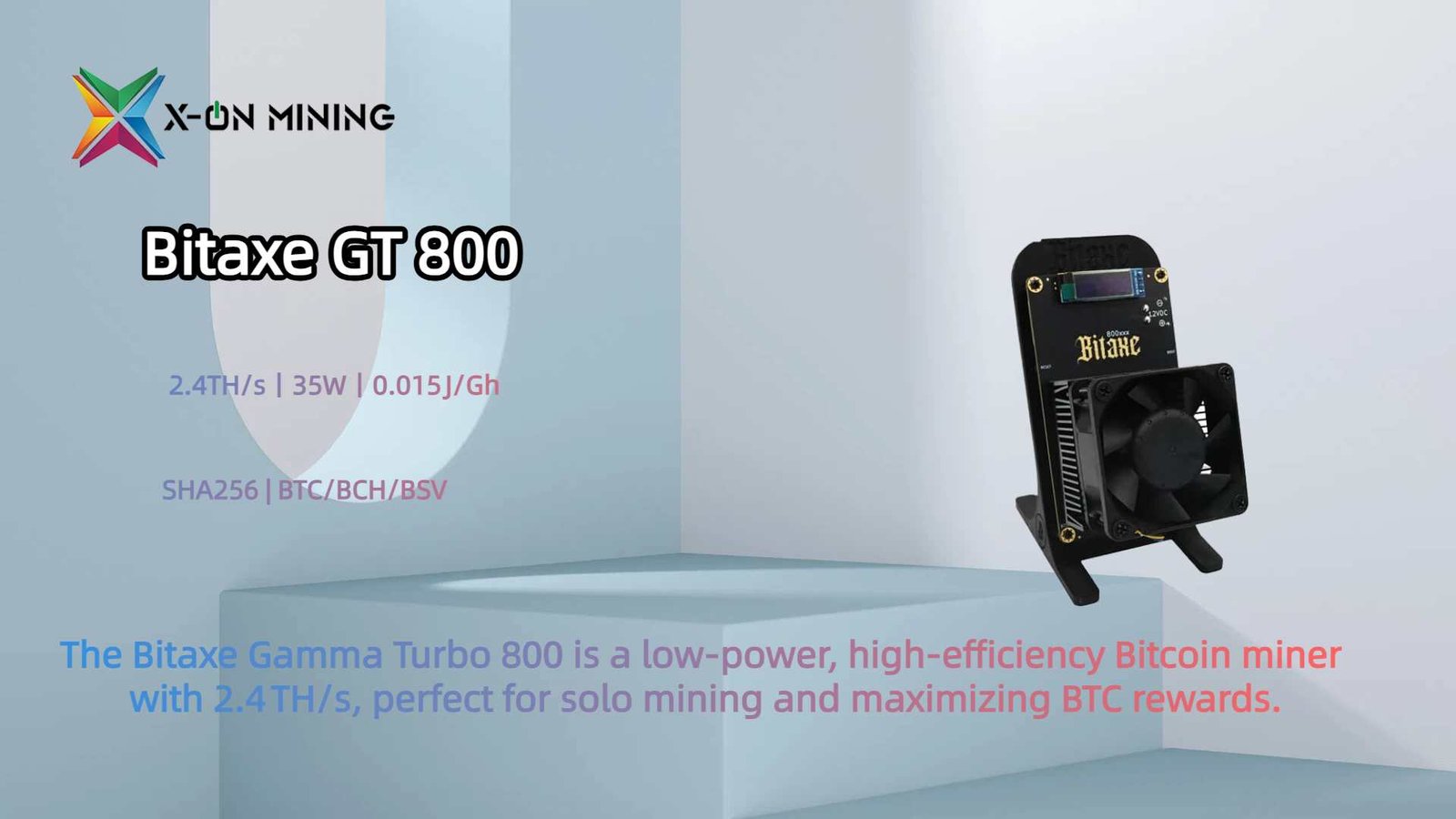 Bitaxe Gamma Turbo 800 (Bitaxe GT 800) 솔로 비트코인 ​​채굴기 2.4TH/s 35W - X ON  MINING